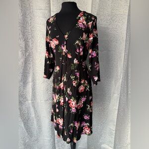 Torrid Black Floral Long Sleeve Dress